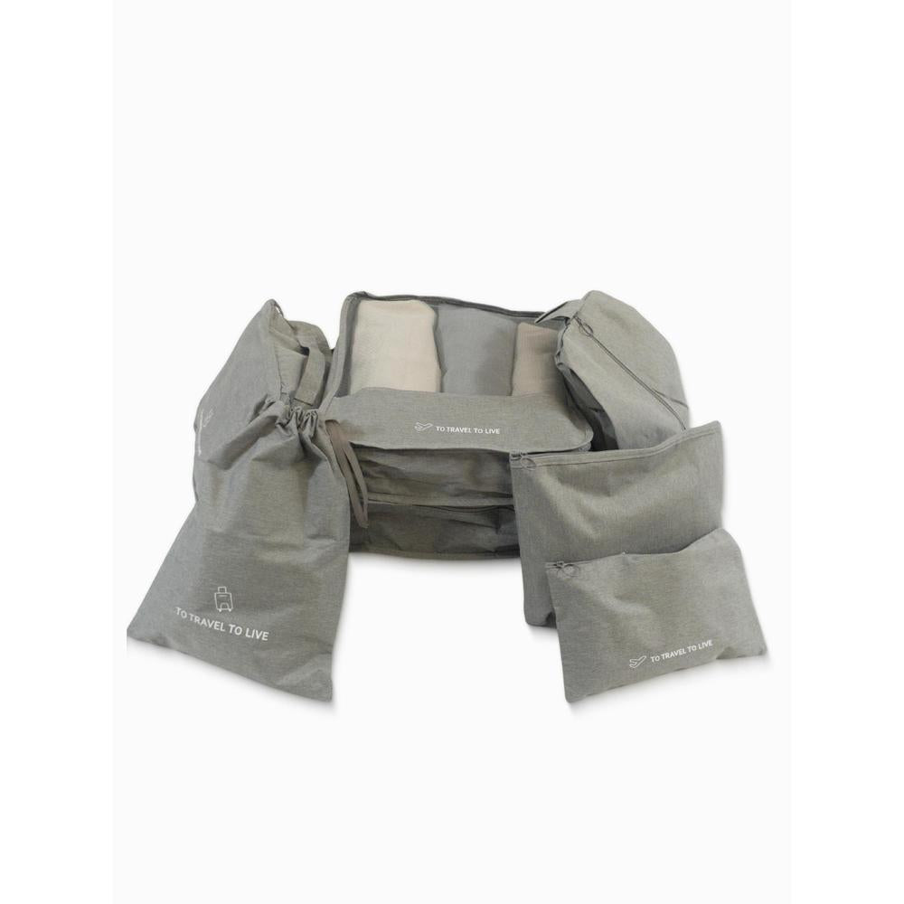 Gray travel organizer set on a white background