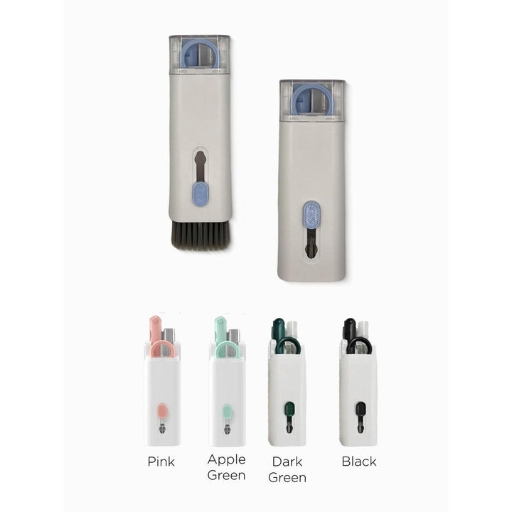 Two tech cleaning kits with color options displayed below on a white background