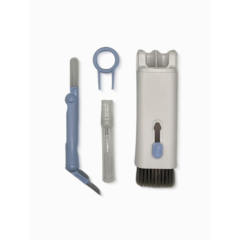 Set of tech cleaning tools on a white background