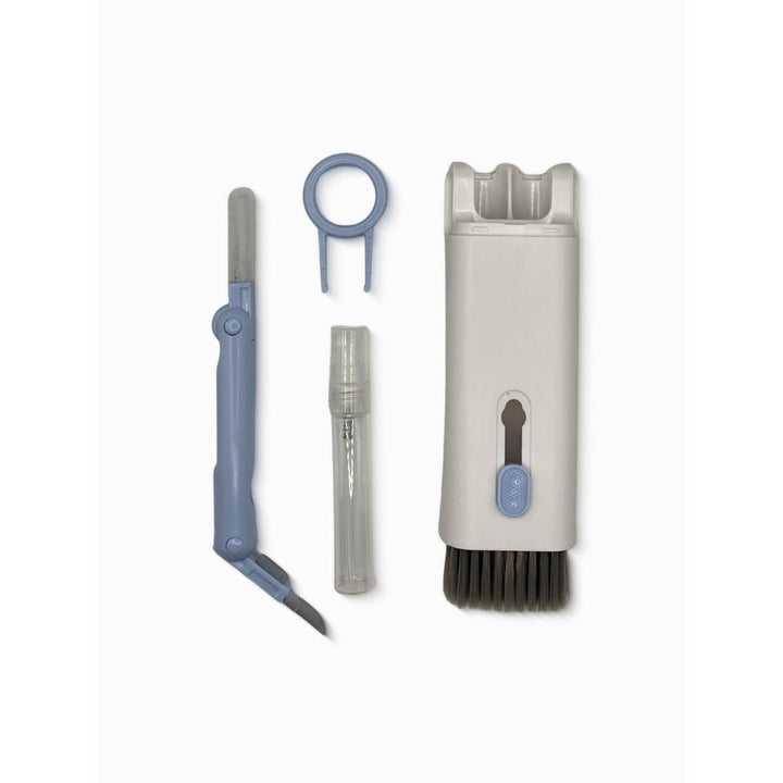 Set of tech cleaning tools on a white background