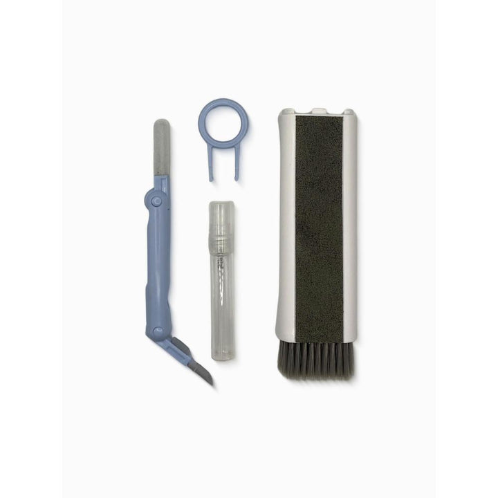 Set of tech cleaning tools on a white background