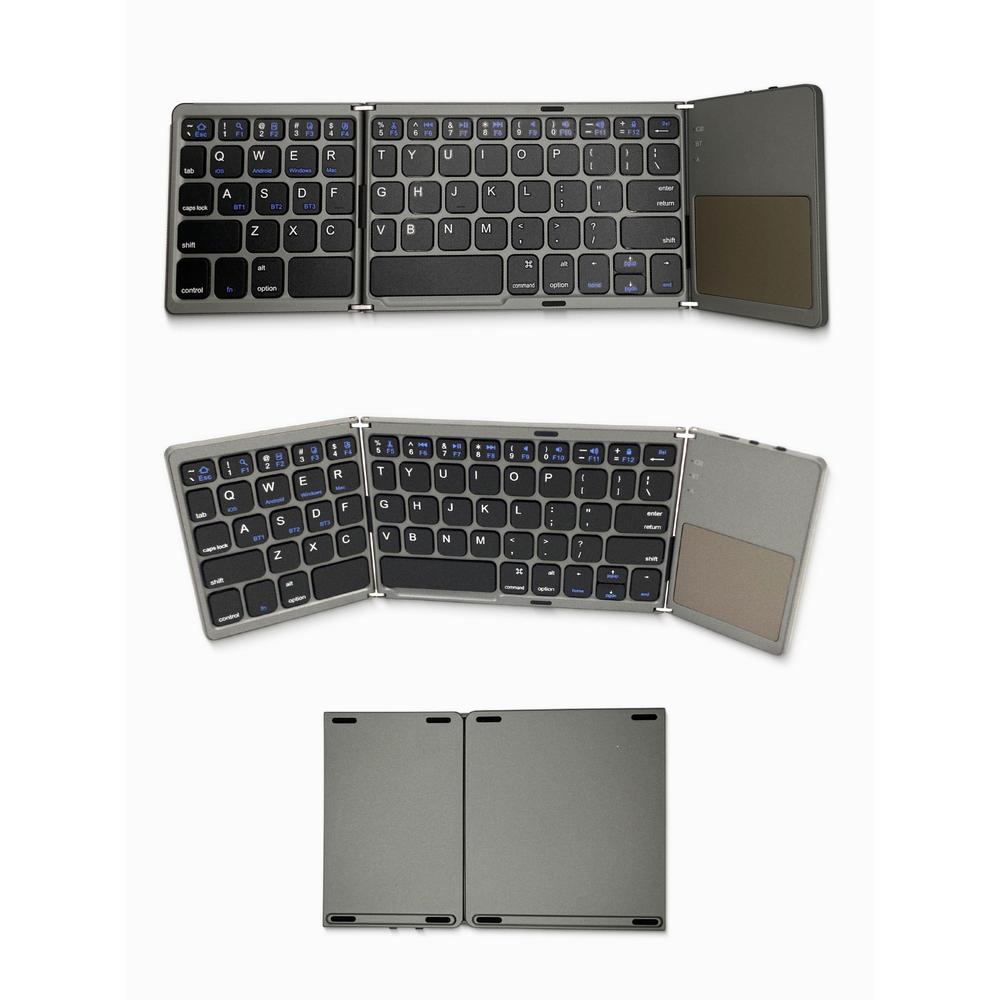Foldable keyboard with touchpad on a white background