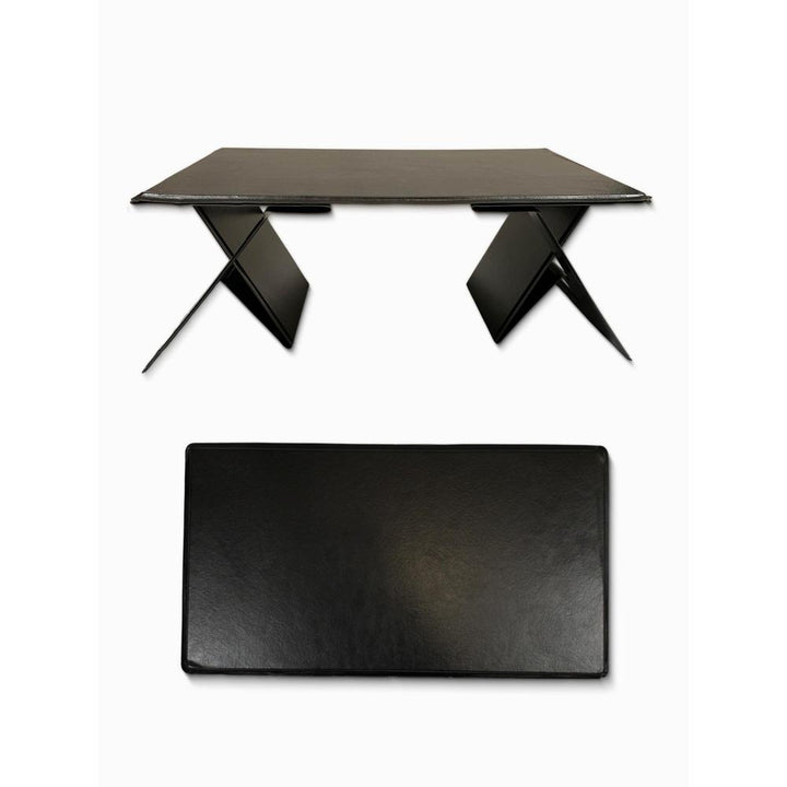Modern black foldable laptop stand on a white background