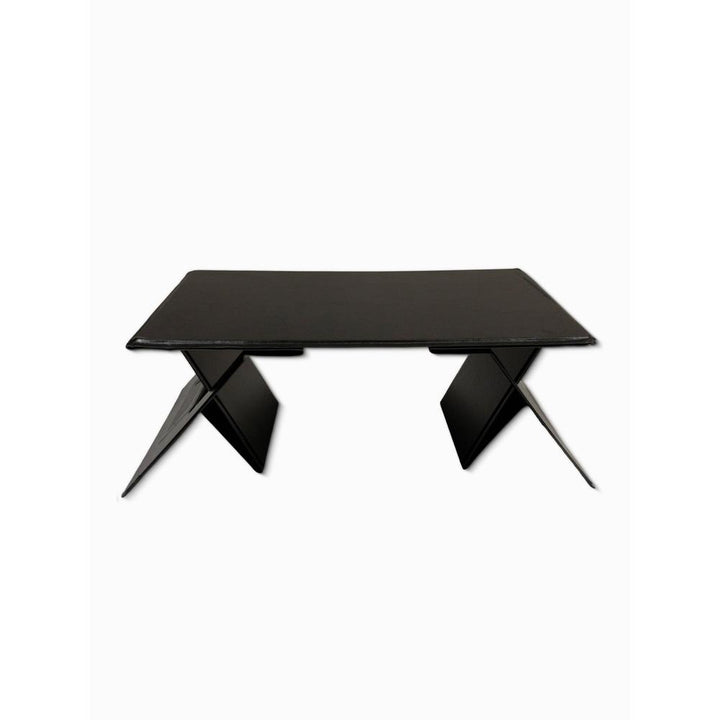 Black foldable laptop stand on a white background