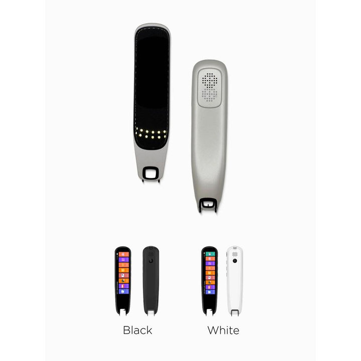 Two electronic devices, one black and one white, on a white background with color options displayed below.