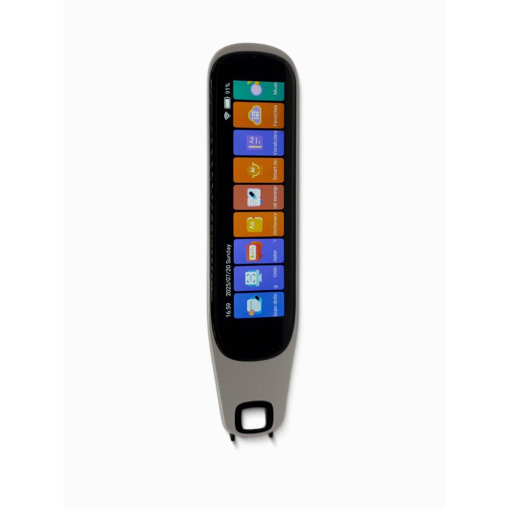Language translator with a colorful display on a white background