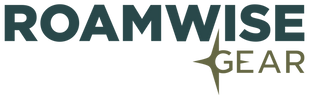 Roamwise Gear logo with green text and a star-like symbol on a white background