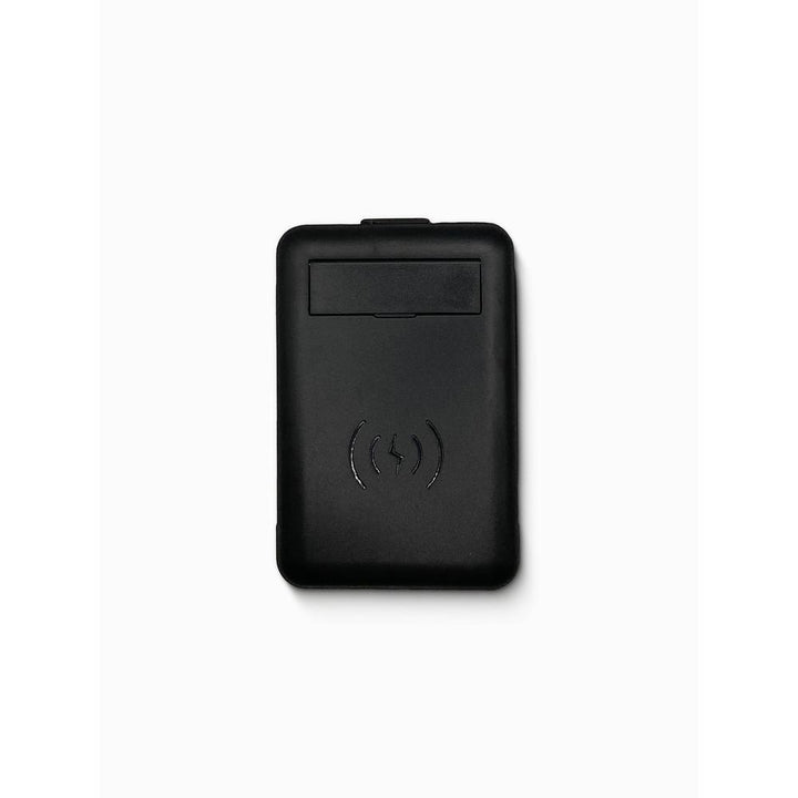 Black electronic device with wireless icon on a white background